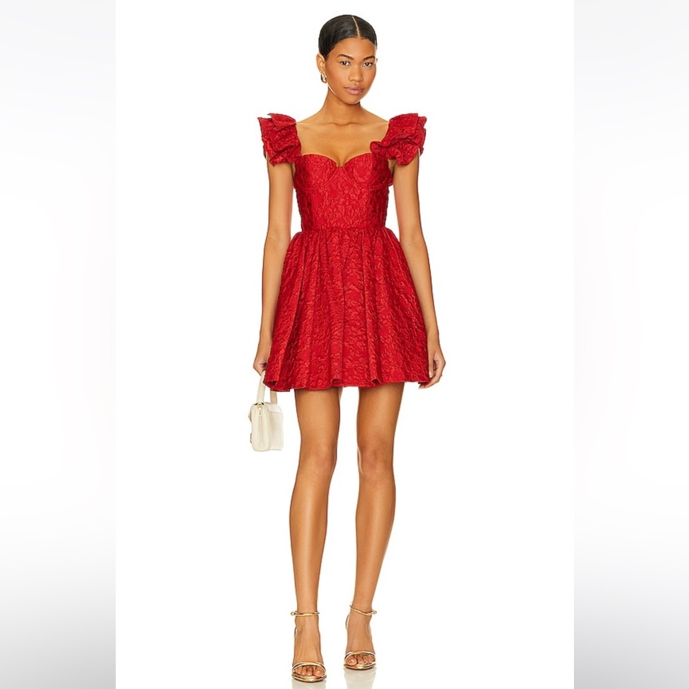 Alice & Olivia Bina Mini Dress in Perfect Ruby Size 2